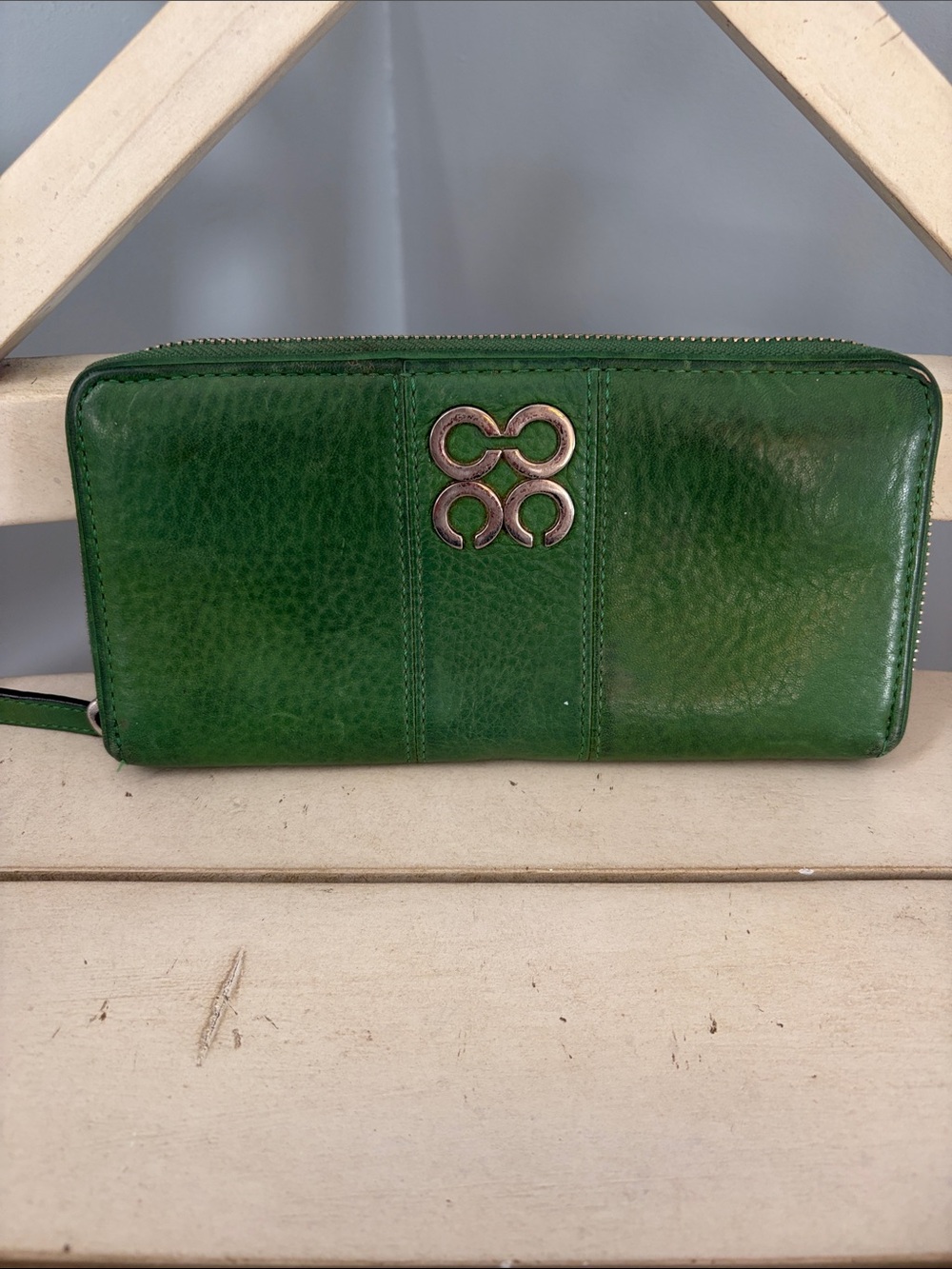 Coach Green Leather Zip Wallet - Women's
